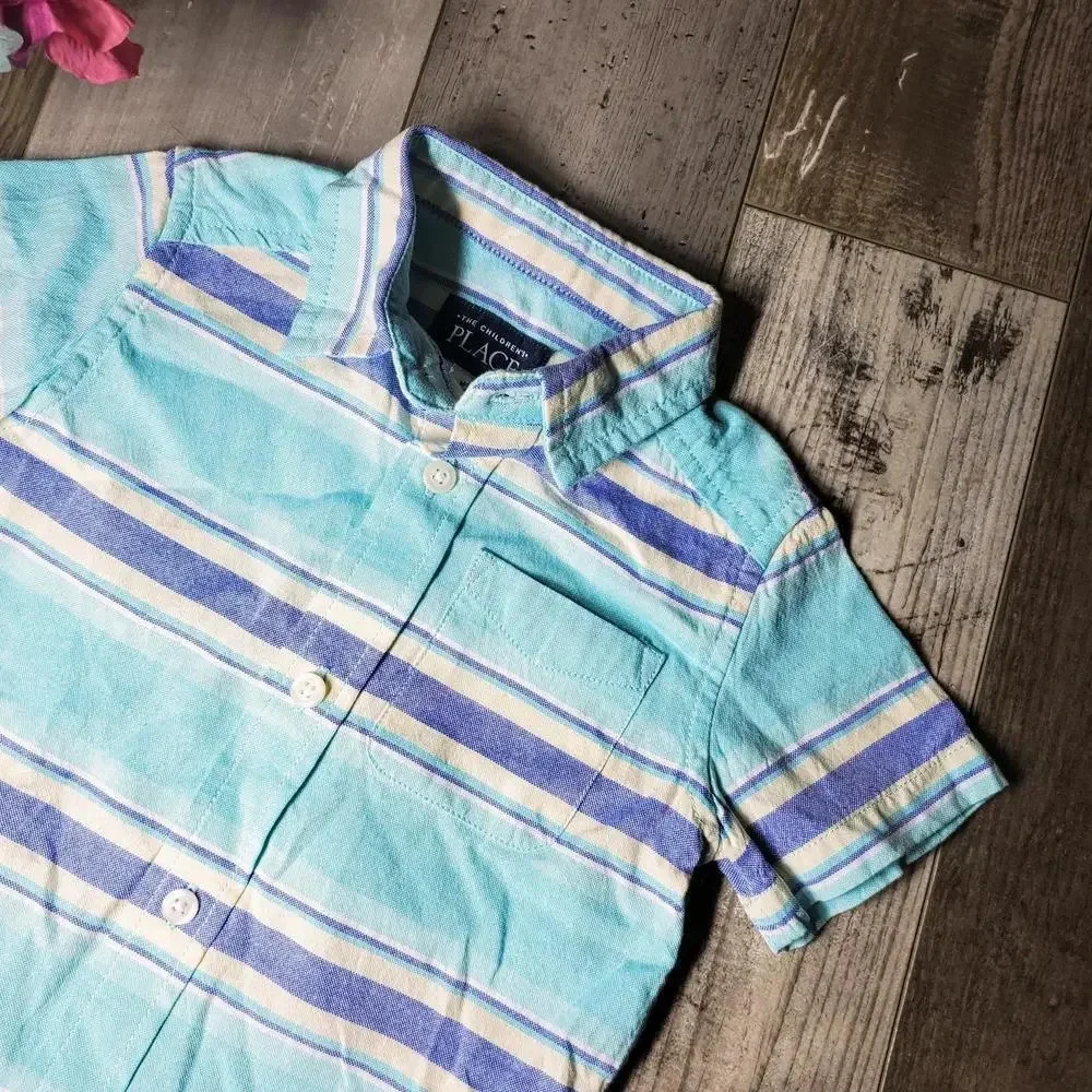 The Children's Place Boys Plaid Short Sleeve Button-Up Dress Shirt Size 2T